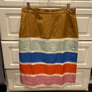 Jcrew multi color skirt, linen silk blend, size 8